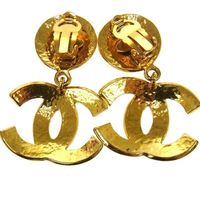 Vintage Chanel Logo Clip On Earrings - Thumbnail 1