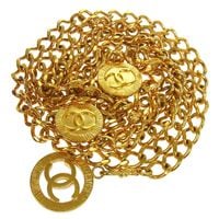Vintage Chanel Gold Tone Medallion Chain Belt - Thumbnail 1