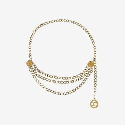 Vintage chanel gold tone medallion chain belt