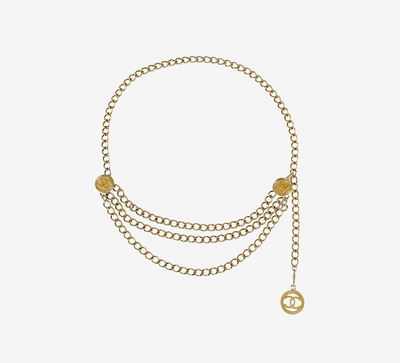 Vintage chanel gold tone medallion chain belt