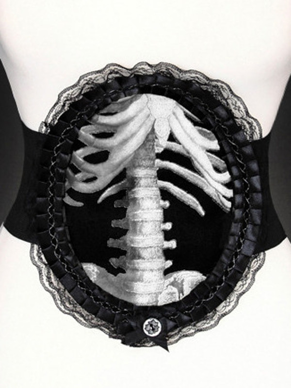 Black & White X-ray Skeleton Decorative Wide Elastic Belt