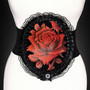 Red & Black Rose Decorative Wide Elastic Belt-1