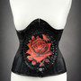 Red & Black Rose Decorative Wide Elastic Belt-2