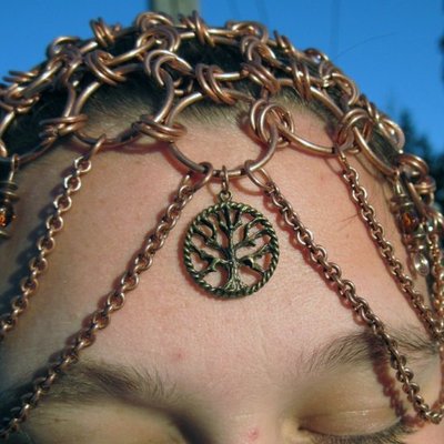 Chain mail headpiece chain maille renaissance garb bellydance - Thumbnail 1