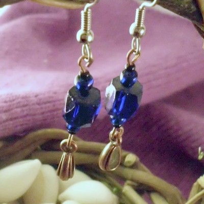 Cobalt blue earrings - silver or copper