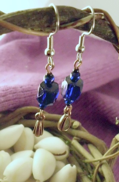 Cobalt Blue Earrings - Silver or Copper