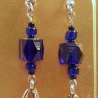 Cobalt Blue Earrings - Silver or Copper - Thumbnail 2