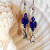 Cobalt Blue Earrings - Silver or Copper - Thumbnail 3