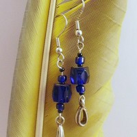 Cobalt Blue Earrings - Silver or Copper - Thumbnail 4