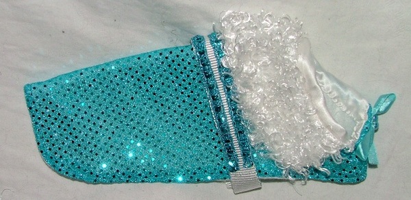 Lovely Teal Shimmer Coat with Curly Fur Collar