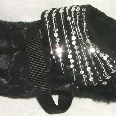 Black fur and sequin collar coat!