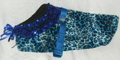 Blue spotted leopard faux fur coat!