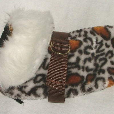Faux leopard fur coat for a very tiny toy breed dog