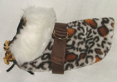 Faux leopard fur coat for a very tiny toy breed dog
