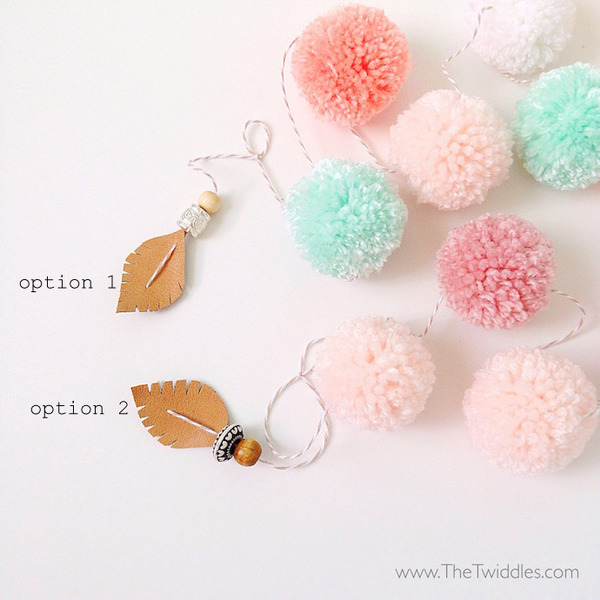 Pom Garland & Leather feathers - (8ct.)