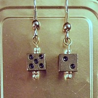 Brass Dice Earrings - Thumbnail 1