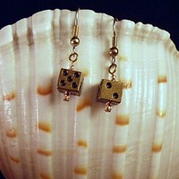 Brass Dice Earrings - Thumbnail 2