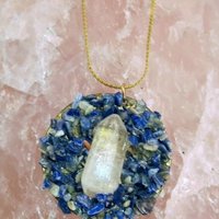 Quartz Crystal and Lapis Lazuli Disc Necklace - Thumbnail 3