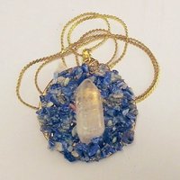 Quartz Crystal and Lapis Lazuli Disc Necklace - Thumbnail 4