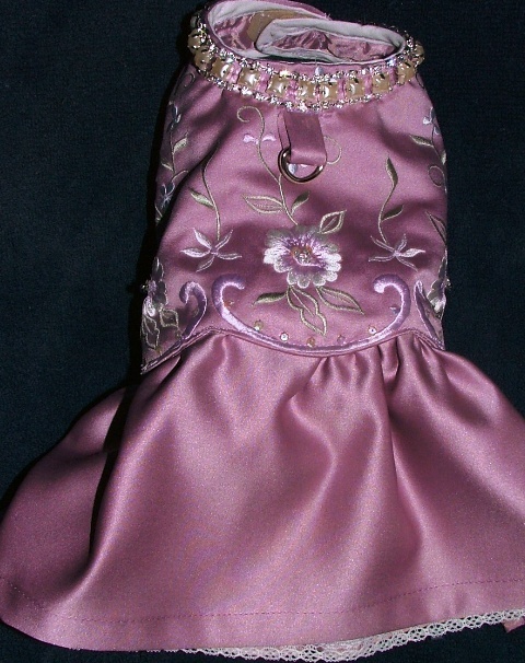Rose Bridal Satin Dress, for a small toy breed!