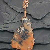 Dendritic Jasper Freeform Copper Necklace - Thumbnail 3