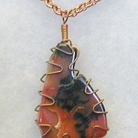 Dendritic Jasper Freeform Copper Necklace - Thumbnail 4