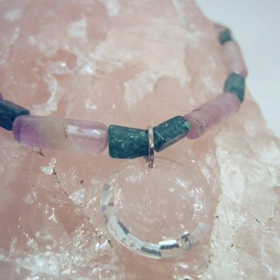 Amethyst, aventurine, and swarovski crystal circlet clip