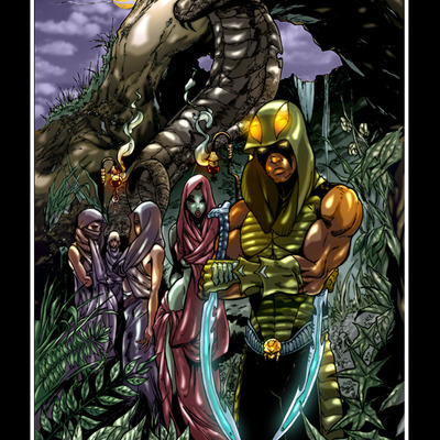 Hooded cobra: the den of serpents art print