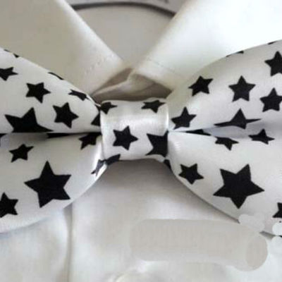Black color star pattern white color bow tie