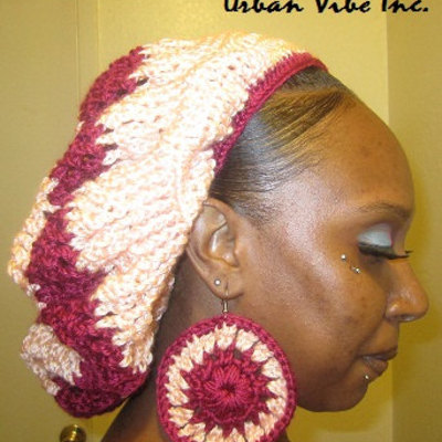 Urban unique crochet  over size tam  hat with large earrings set (pick your colors)