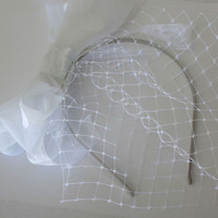 Birdcage Veil Headband with Polka Dot Bow  - Thumbnail 4