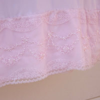 Women's Pink Lace Full Slip, Flower Embroidered Negligee Lingerie, Size Medium 32c - Thumbnail 4