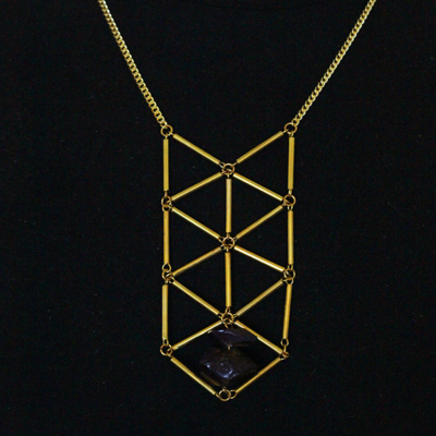 Tree of life necklace w/crystal - gold