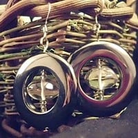 Hematite Doughnut with Quartz Crystal Earrings - Thumbnail 1