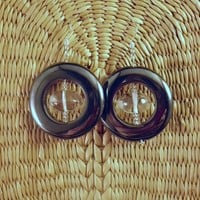 Hematite Doughnut with Quartz Crystal Earrings - Thumbnail 2