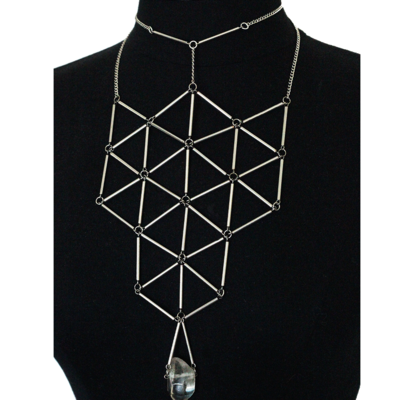 Infinity necklace w/t-strap choker+ crystal - large-scale silver