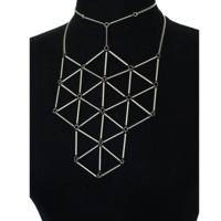 Infinity Necklace w/T-strap Choker - Large-Scale Silver - Thumbnail 1