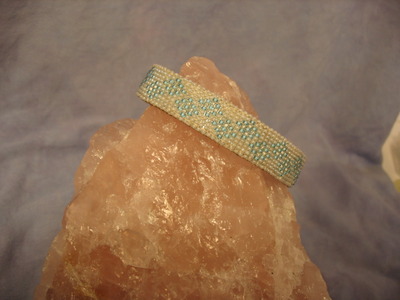 Baby Blue and White Beaded Bracelet - Peyote Stitched