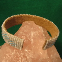 Baby Blue and White Beaded Bracelet - Peyote Stitched - Thumbnail 1