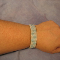 Baby Blue and White Beaded Bracelet - Peyote Stitched - Thumbnail 2