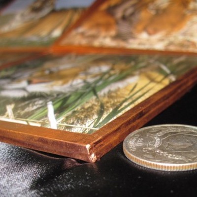 Tiger copper coasters set of 4