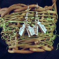 Pewter Cowboy Chaps Earrings - Thumbnail 1