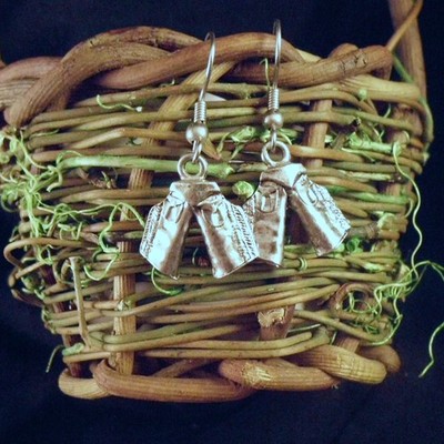 Pewter cowboy chaps earrings