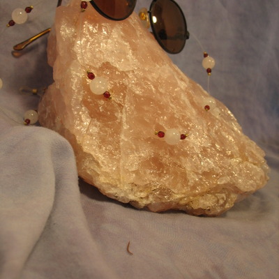 Eyeglass chain - rose quartz and garnet