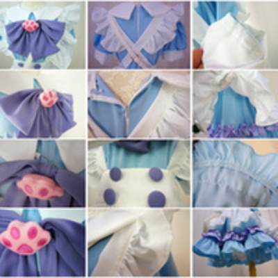 Custom lolita princess maid dress with paw brooch and black kc free ship sp140839