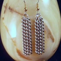 Chain Dangle Earrings - Silver or Copper - Thumbnail 3