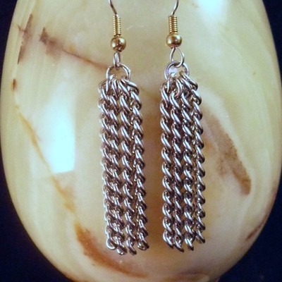 Chain dangle earrings - silver or copper