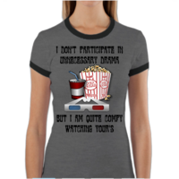 No Drama Women's Ringer T Shirt - Thumbnail 1