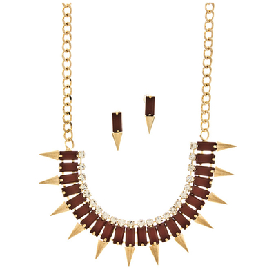 Tara - Crystal Spike Statement Necklace + Earrings