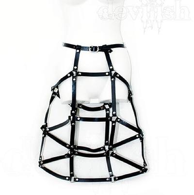 Leather cage(Black) skirt